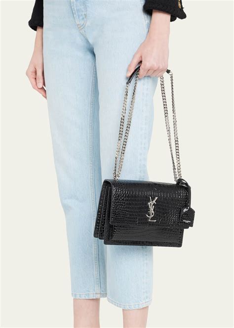 ysl croc embossed sunset bag|YSL crossbody bag.